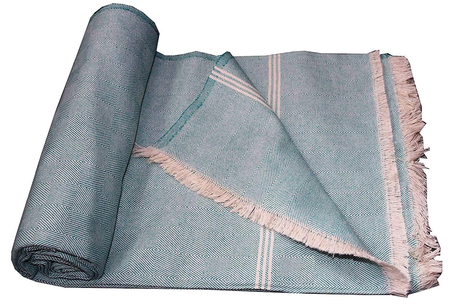 Handicraftworld 100% Cotton Soft Beautiful Self Checks Single Bed Size Skin Friendly Summer Blanket/Khes/Dohar/Top Sheet Set/Chadar (Green) (B08X6SV1CW) Amazon Price History, Amazon Price Tracker