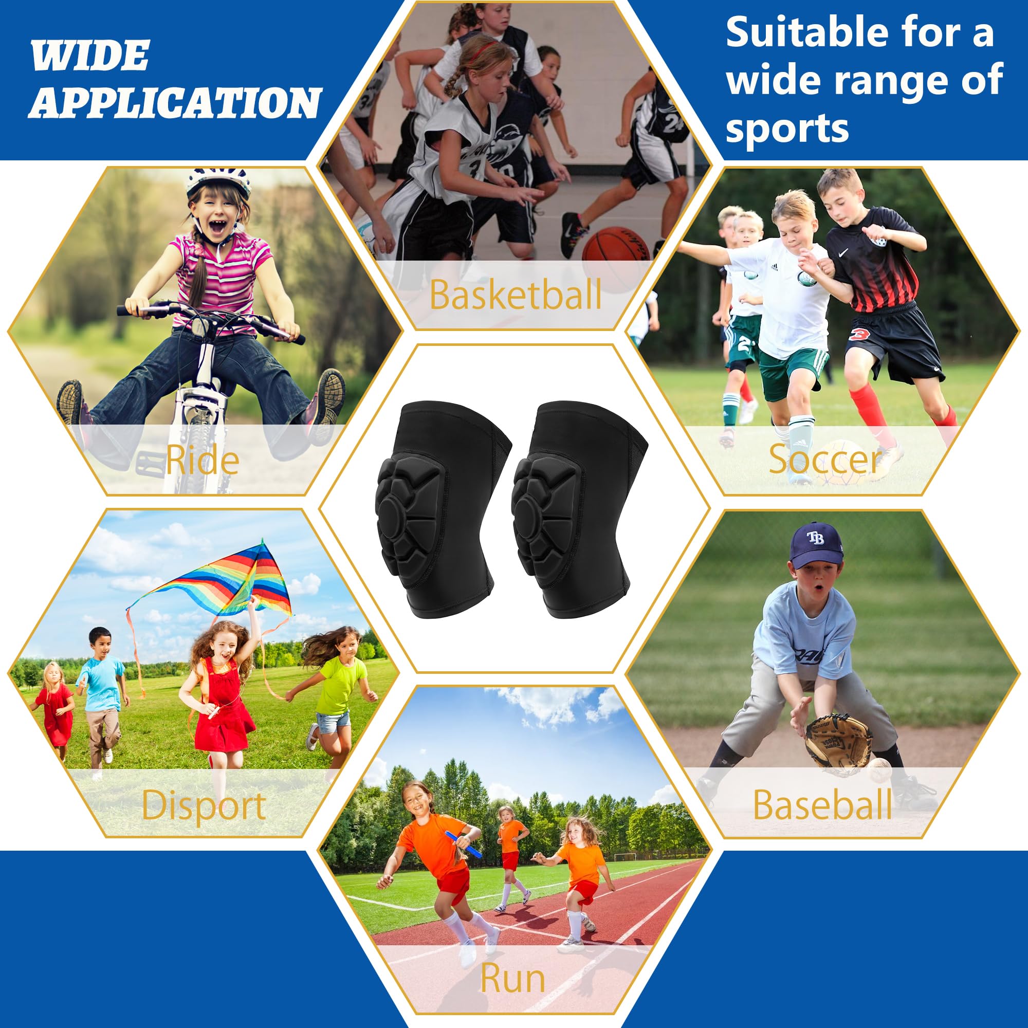 Ginocchiere per bambini/giovani ginocchiere a compressione con cuscinetti spessi attrezzatura protettiva per sport basket wrestling calcio pallavolo snowboard
