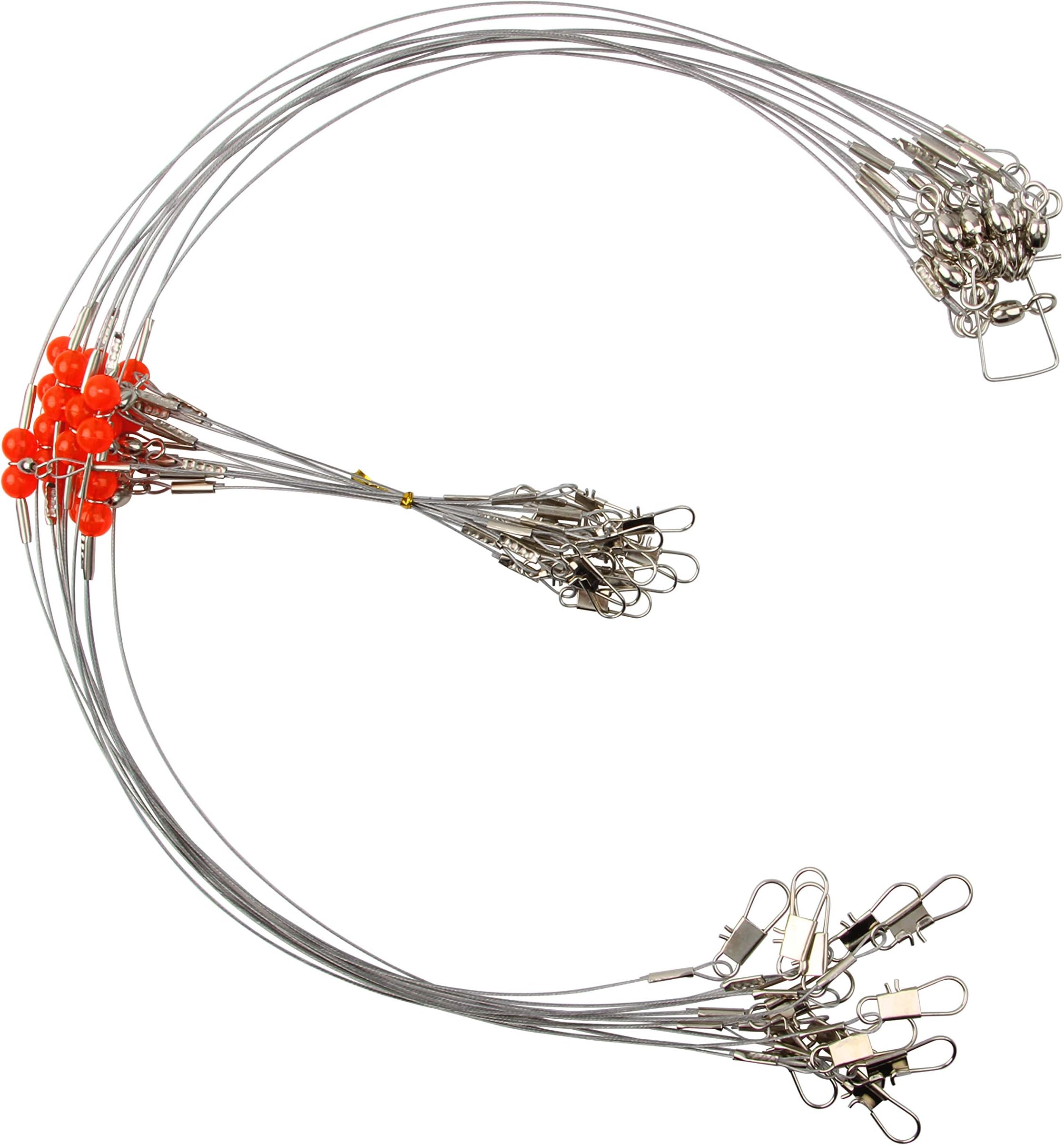 OROOTL Fishing Wire Leader Rig Stainless Steel 1 Arm/2 Arm Fishing Leader Rigs with Fishing Swivel Snaps Beads 12/24pcs High-Strength Saltwater Fishing Wire Trace Tackle