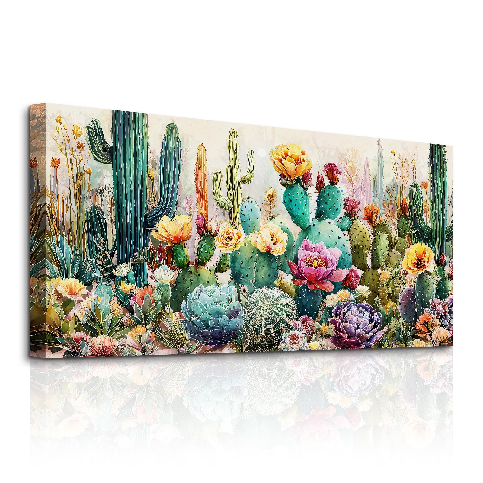 hyidecorart Coloridas Floral Cuadros Decoracion Salon Moderno 50x100 cm | Motivos Vegetales, Impresión HD, Fácil de Colgar, Lienzo, Grandes Formatos, Decoración Habitación, Regalo, Instalación fácil