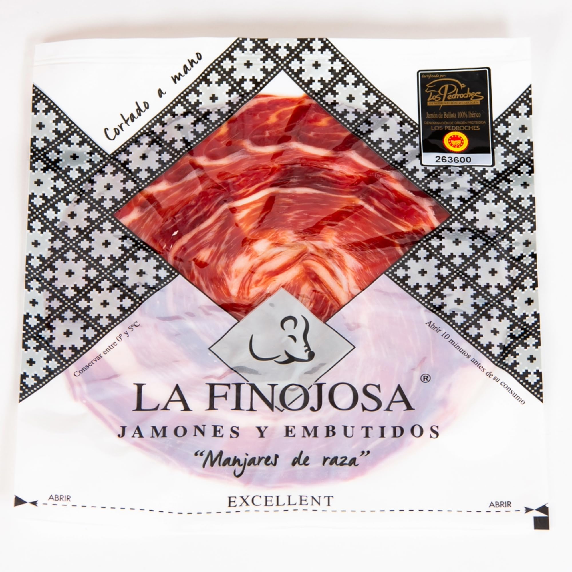 La Finojosa - Schinken aus Eichelmast 100% Iberico - 200g (100g x 2) - Pata Negra Schinken Messerschnitt - Mindestens 36 Monate Reifezeit - Intensives Aroma - Dehesa de Los Pedroches