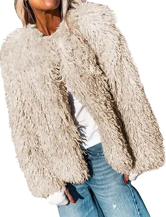 Aoang Women's Faux Fur Cropped Jacket - Warm, Stylish Outerwear for Winter