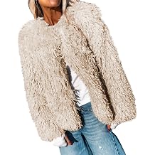 Aoang Womens Faux Fur Jacket Cropped Fleece Warm Outerwear Winter Coat | Soft Shaggy Faux Fur with Hook Eye Closures,Perfect for Fall Layers or Mild Winter Days,Elevating Casual Chic Look