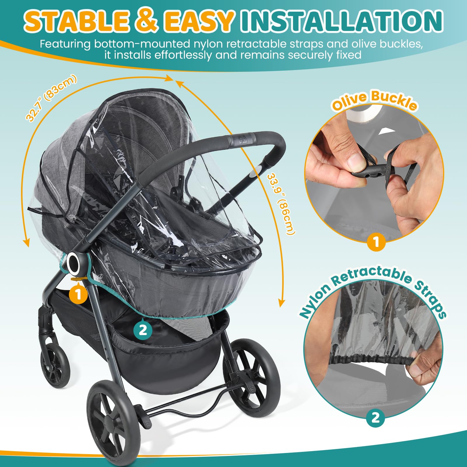 Orzbow Universele Regenhoes voor Kinderwagen, Ademende Kinderwagen Orzbow Universele Regenhoes voor Kinderwagen, Ademende Kinderwagen