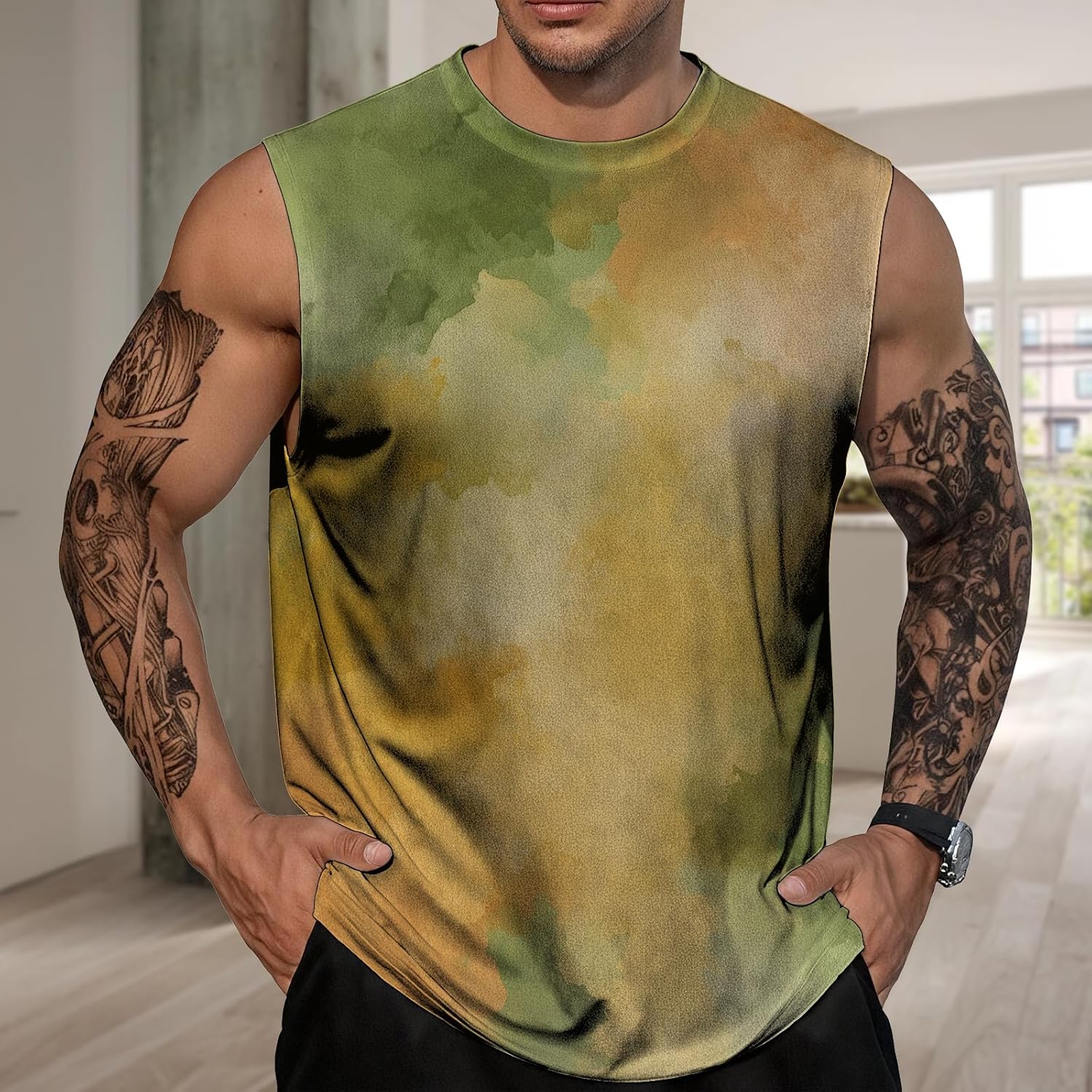 Sleeveless Graphic Shirts for Men 2025 Summer Crewneck Casual Basic Tees Trendy Printed Vintage Beah Comfy Tops - Image 2