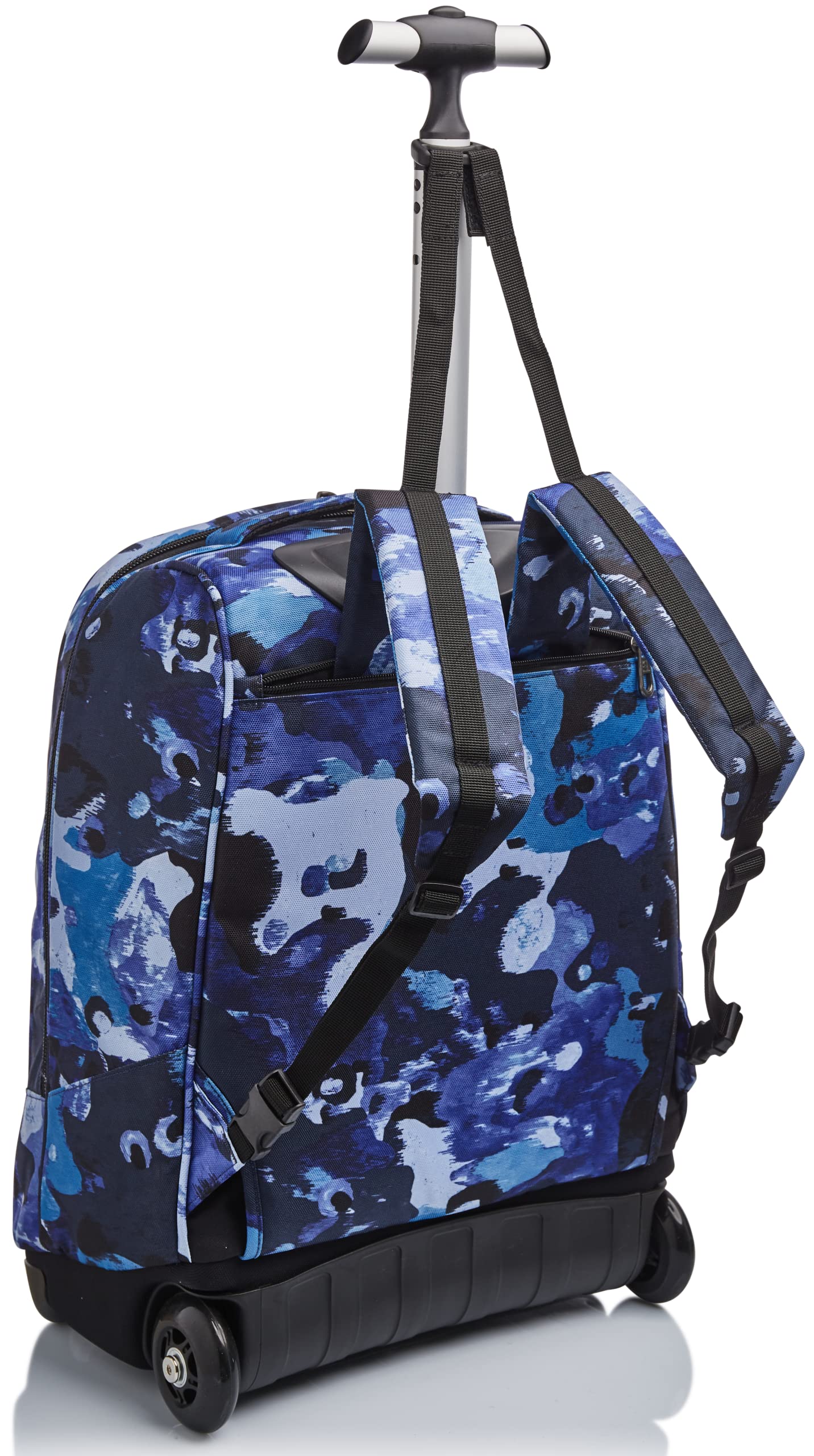 Invicta Trolley Scuola, Blu, Camo Shades, 2 in 1, Doppio Uso, Zaino con Carrello Fisso e Crossover System, Viaggio, Unisex