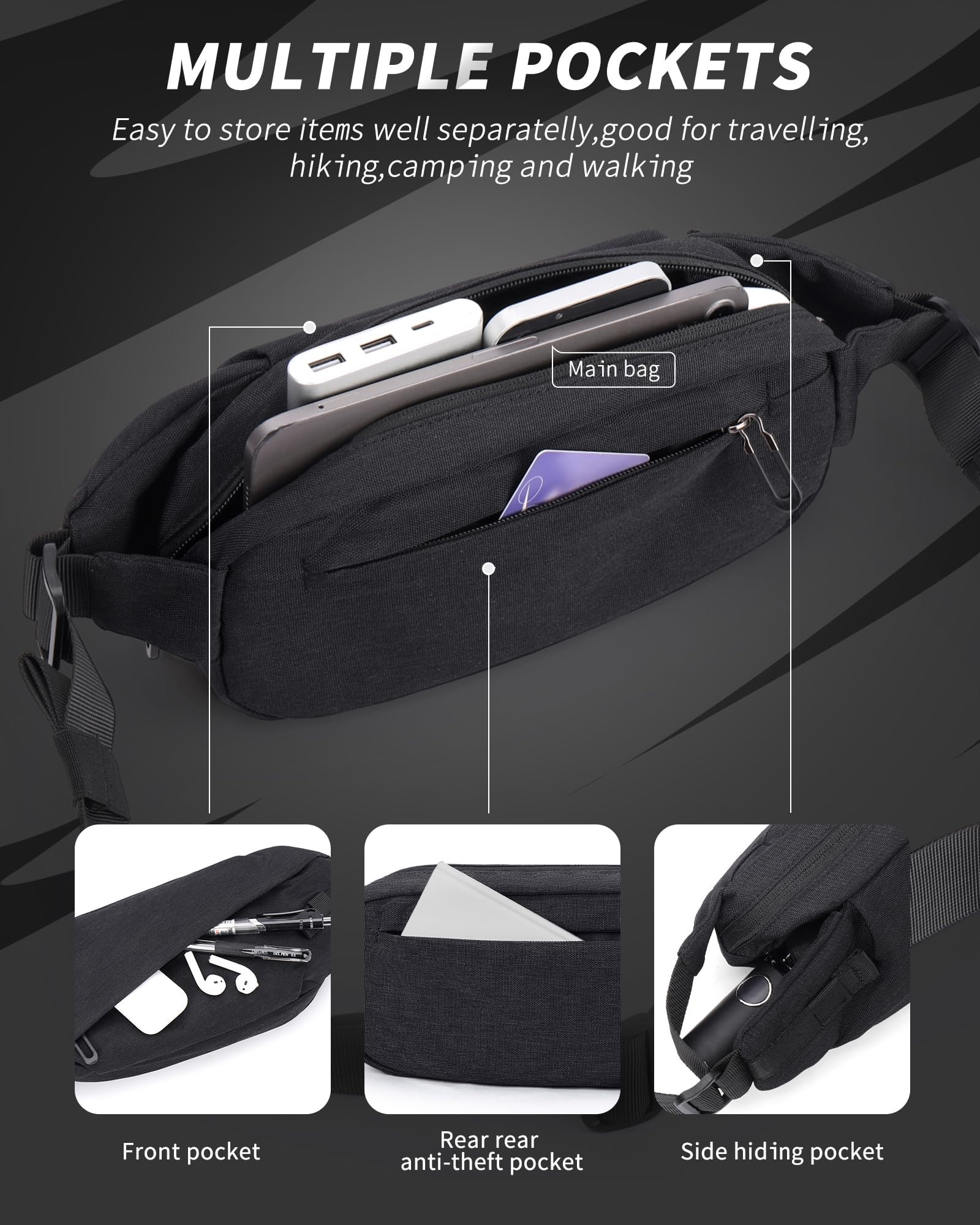 Mochila antirrobo impermeable 34x16x8.7 cm Negro