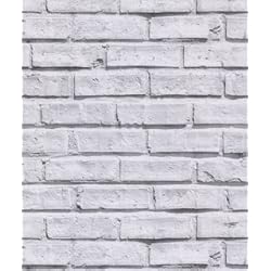 Revestimiento Imitación Piedra Arthouse 623004 Papel Pintado Ladrillo, Blanco, 53 cm x 10.05 m