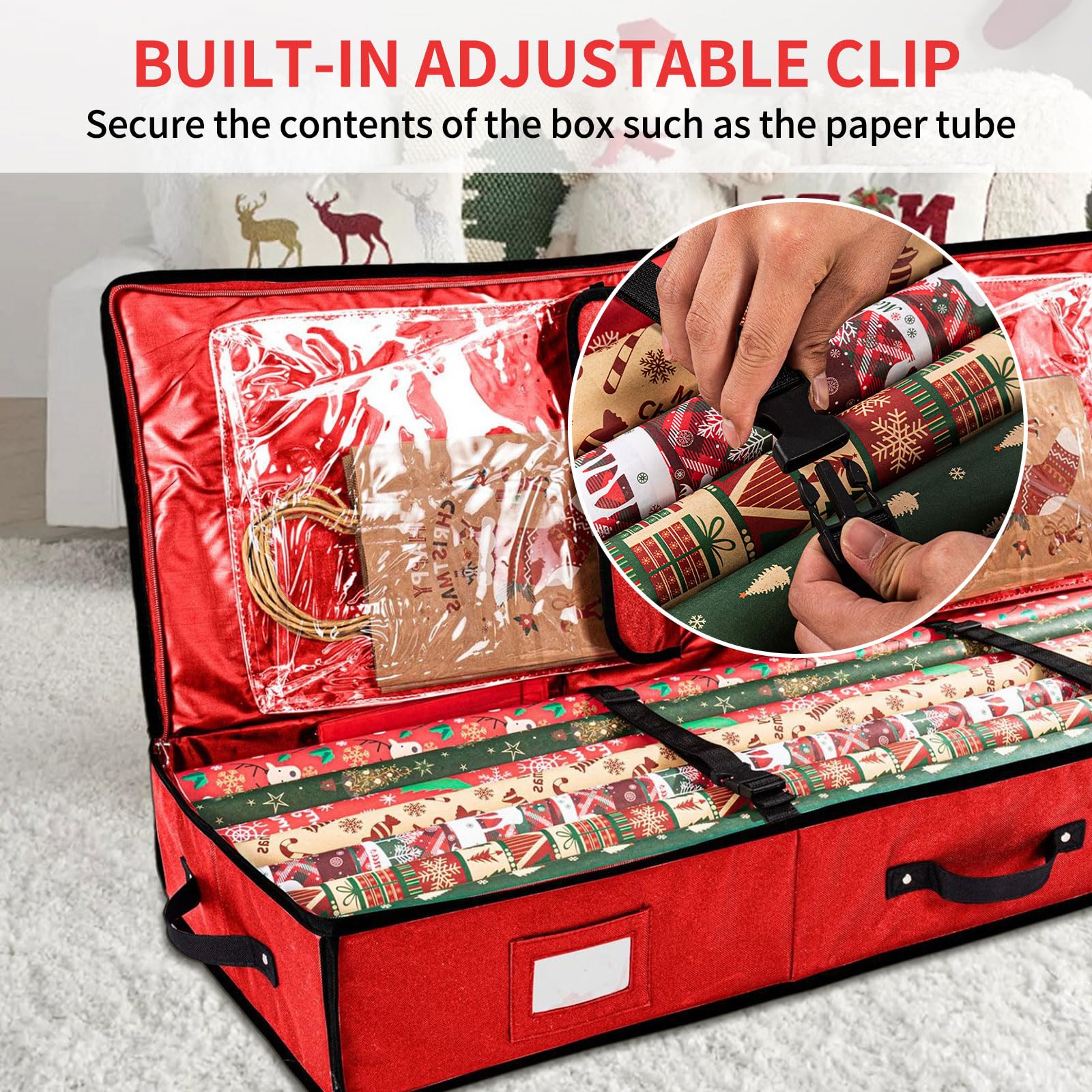Geschenkpapier Aufbewahrungstasche Organizer,Faltbare Geschenkpapier Tasche,600D Oxford Gewebe Geschenkpapierrollen Aufbewahrung,Schrank Tasche Schutzbezug (Schwarz, 101x36x14cm)