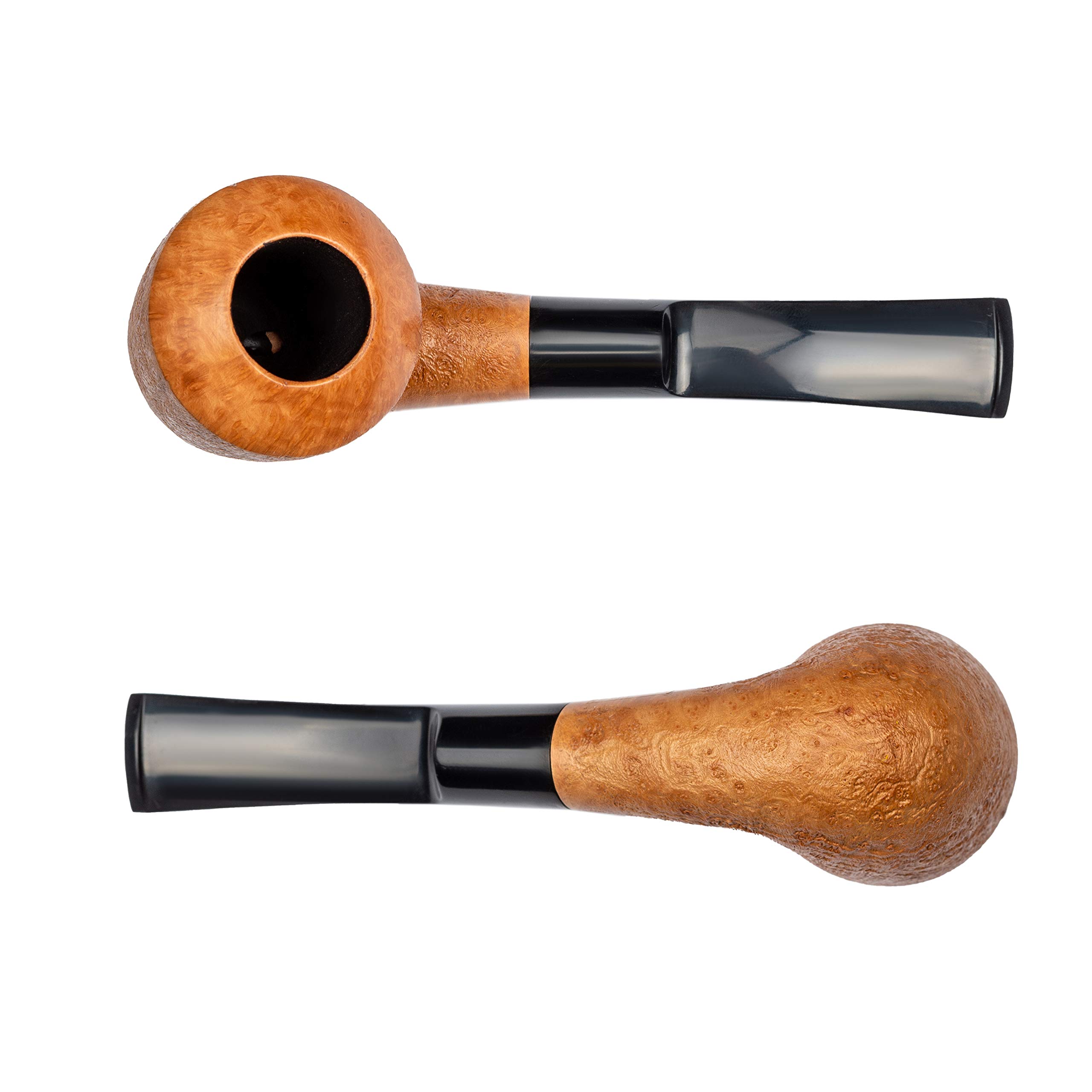 Dr. Watson - Pipa de tabaco, forma clásica de Dublín curvada, hecha a mano de raíz de brezo, compatible con filtro de 9mm (Dorada)