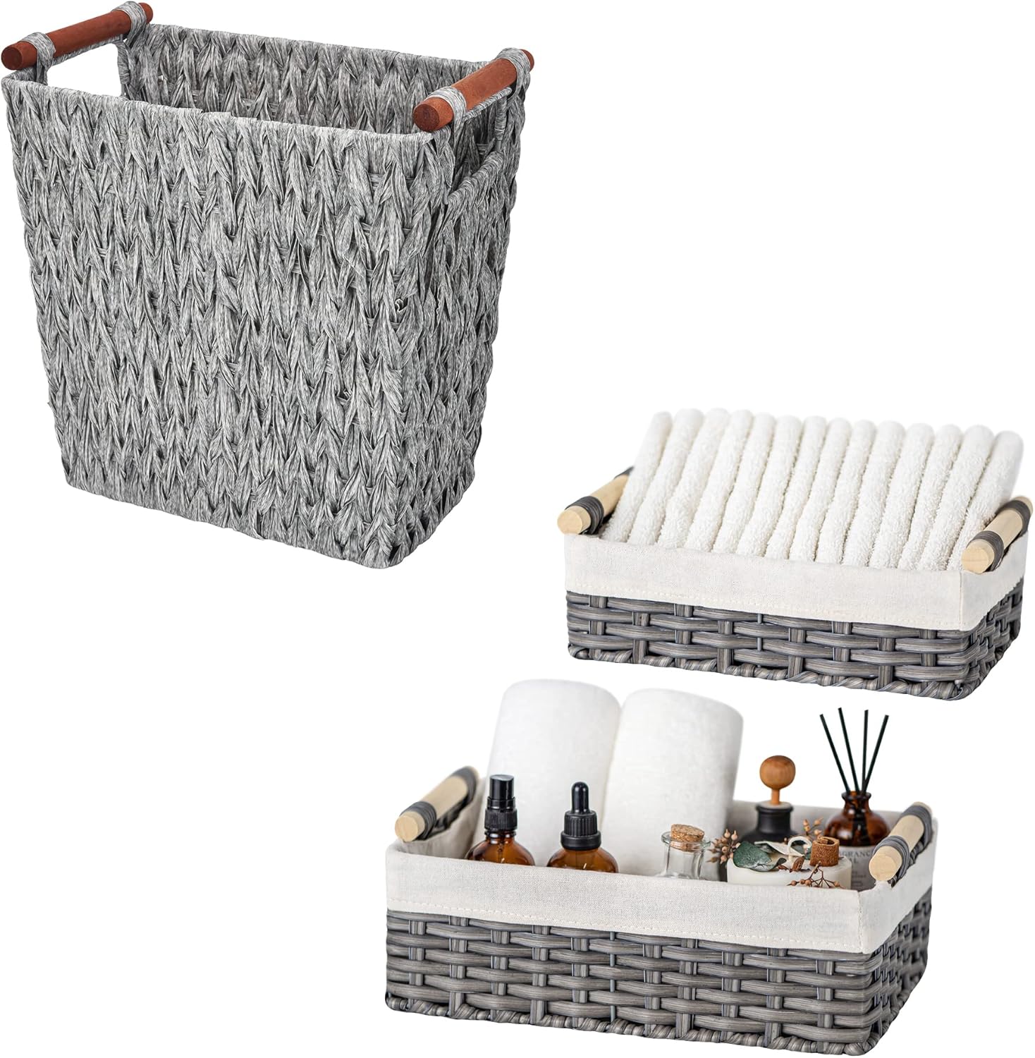 GRANNY SAYS Bundle of 2Pack Wicker Baskets & 1Pack Wicker
