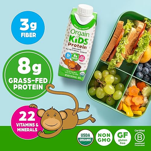 Miniatura 4 de Orgain Organic Kids Batido nutricional de proteínas, sabor chocolate, refrigerio para niños con 0.28 onzas de proteína láctea, 22 vitaminas