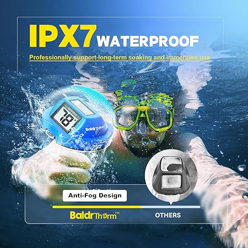 Miniatura 3 de BaldrTherm Termómetro de piscina solar digital flotante, pantalla grande de alta precisión sin empañamiento con pantalla de doble cara para piscina,