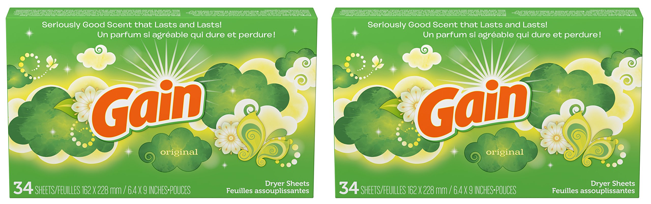 Dryer Sheets - Original - 34 Sheets Per Box - Pack of 2 Boxes
