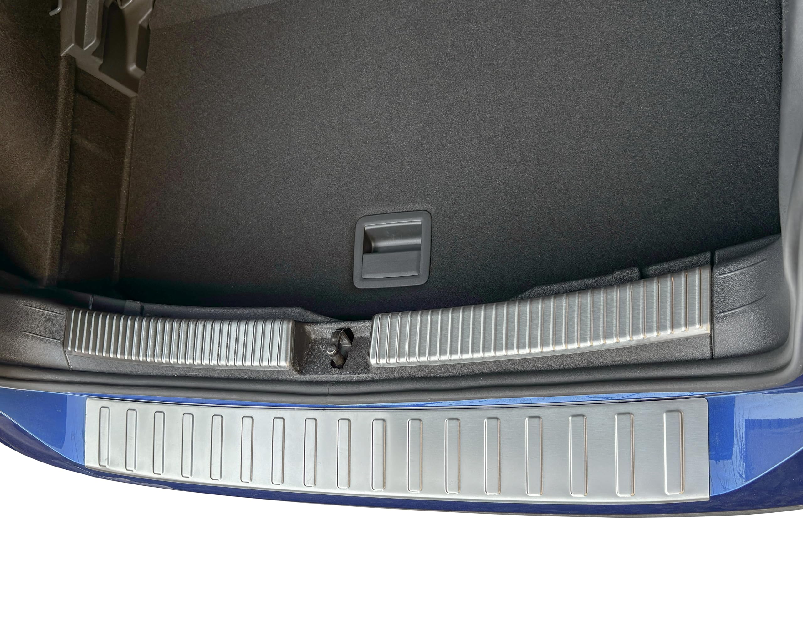 RECAMBO Edelstahl Ladekantenschutz - passend für VW T-Cross | C11 | BJ ab 2018 2-teiliges Set in gebürsteter Optik für Stoßstange innen & außen mit strukturierter Oberfläche & Klebemontage