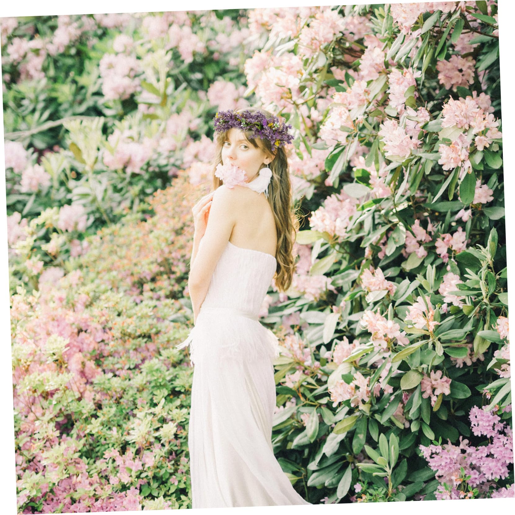 VICASKY 4 Pezzi Sposa con Fiori Artificiali Realistici Fascia Cerimoniale per Matrimonio Feste e Foto Accessorio per Ragazze e Damigelle Stile Hawaiano