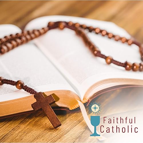 Miniatura 4 de Faithful Catholic Wooden Rosary - Rosary Beads Catholic for Men - Rosarios Catolicos Para Hombre (Wood Dark Brown)