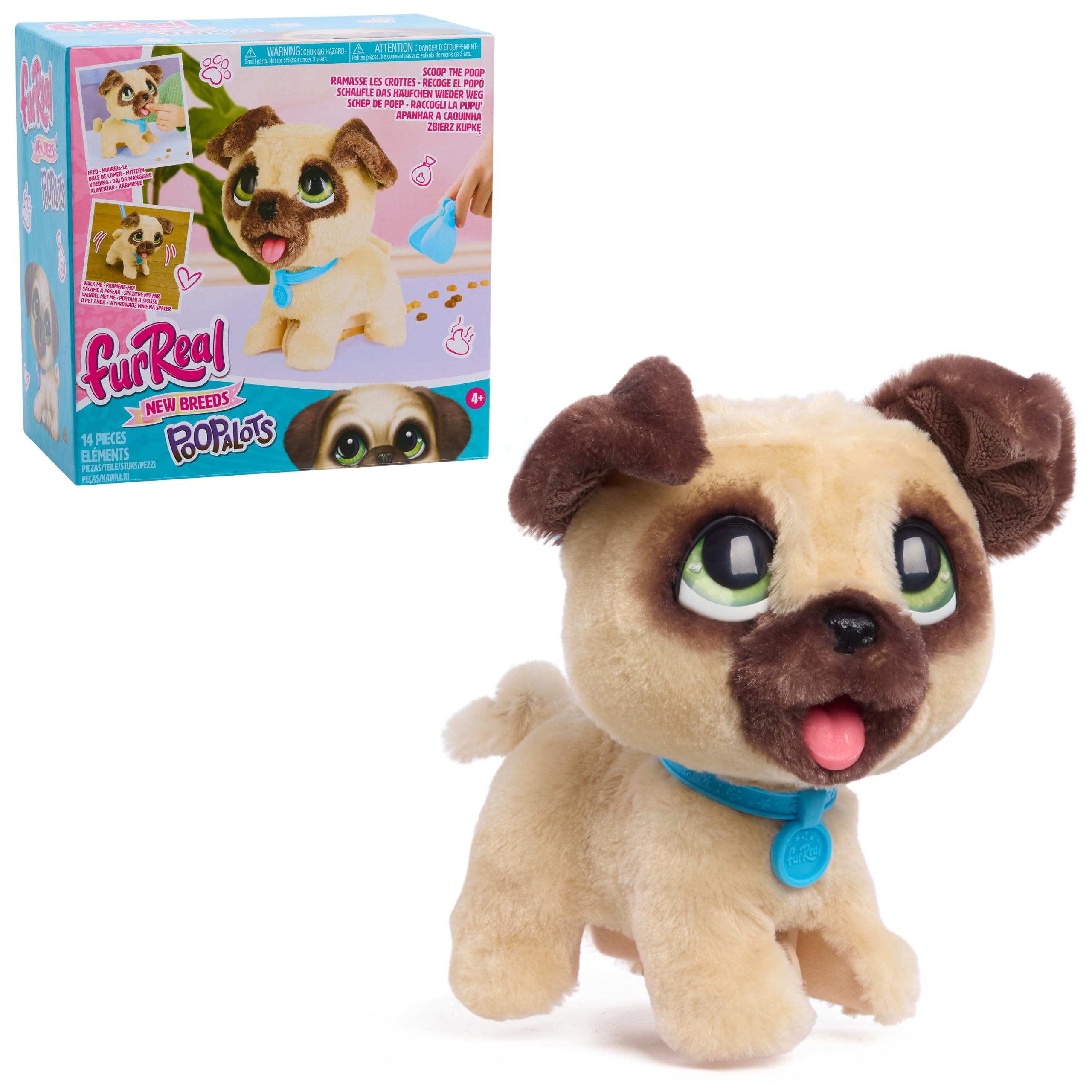 furReal Poop-a-Lots Pug Peluche Interattivo da Passeggio con Guinzaglio