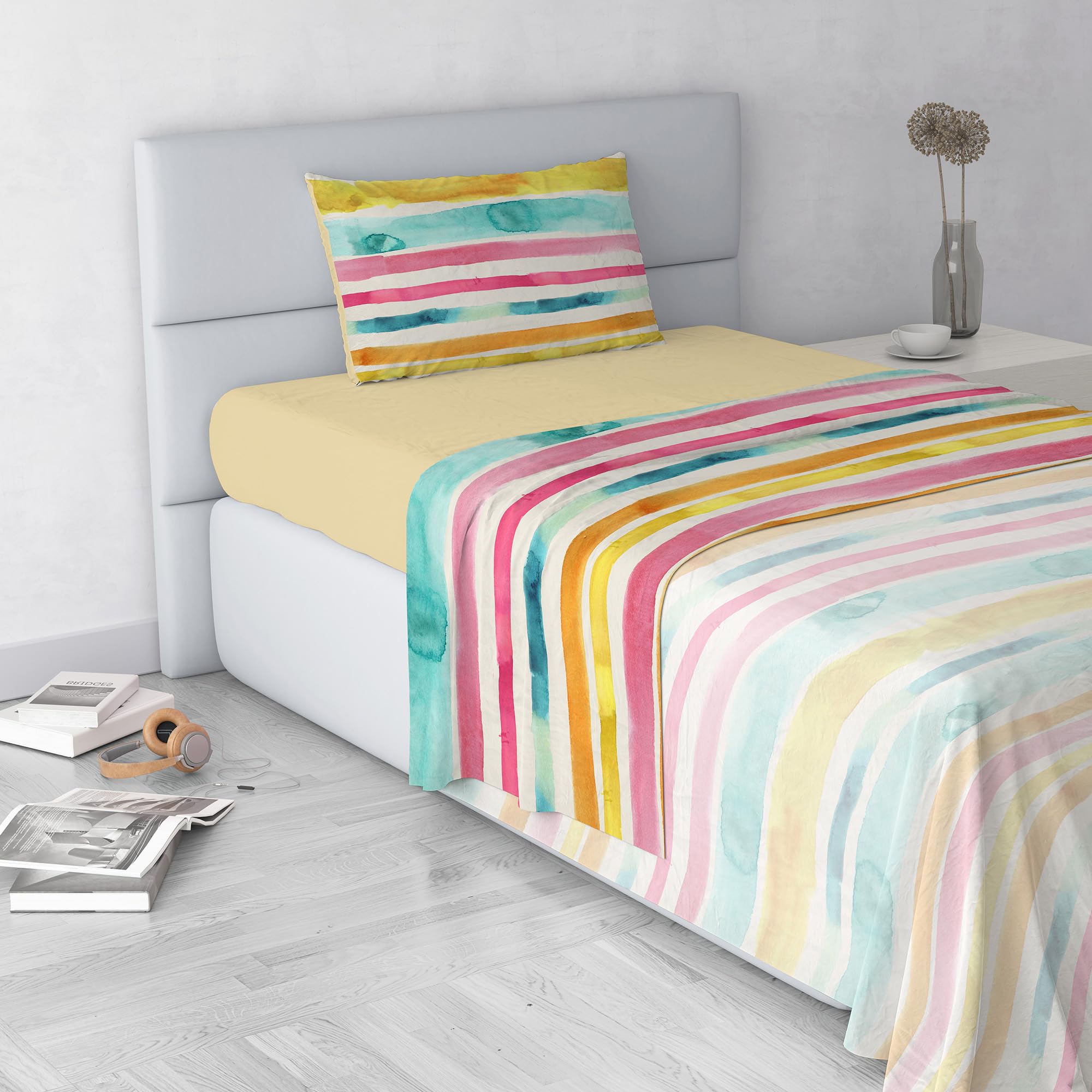 Italian Bed Linen Fashion Microfibre Duvet Cover Set, Made in Italy, Fez, Single