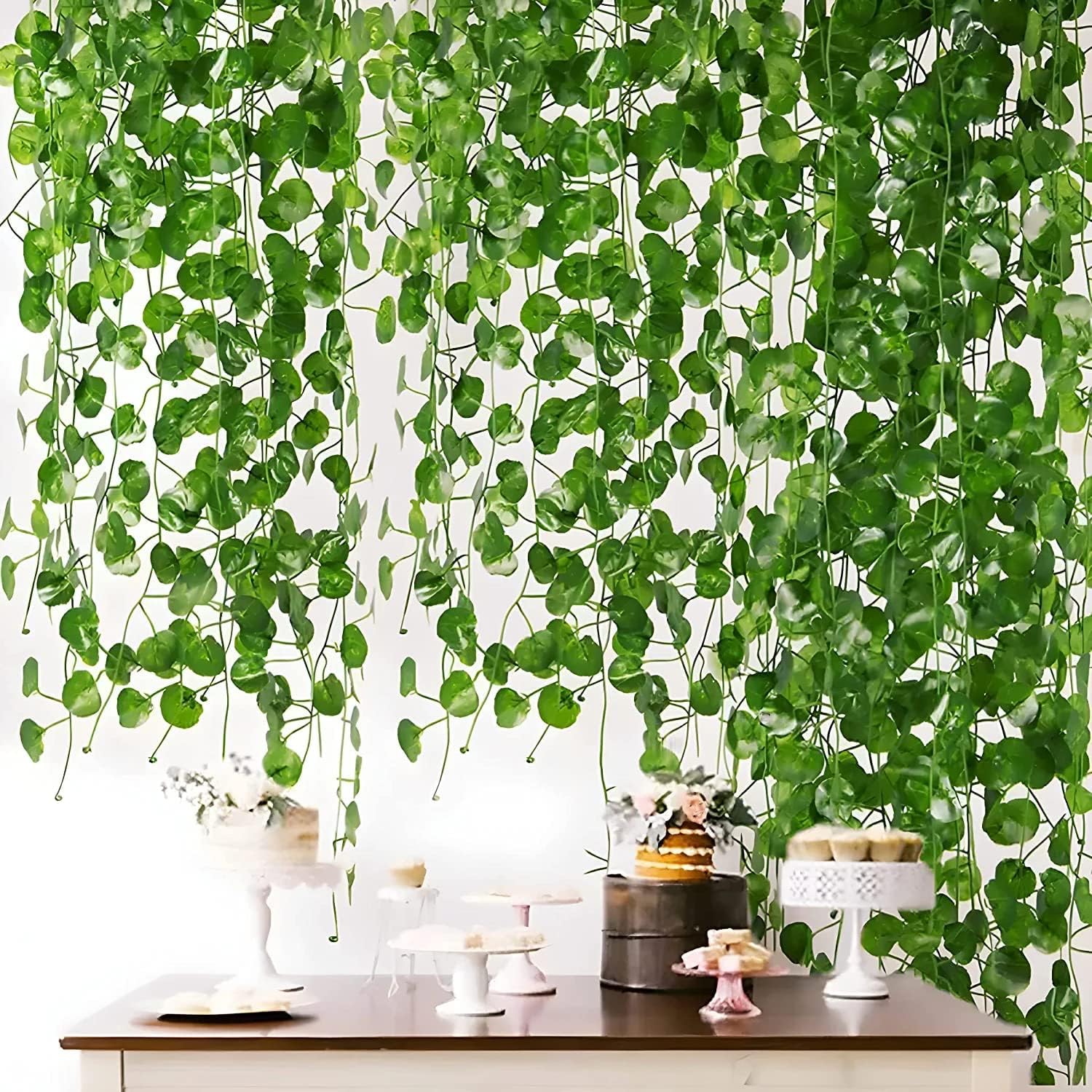 TREEWING Plastic 10Pcs Decorative Plant Leaves Vine;Pine;Fern;Ivy Creeper Hanging With Green Artificial Leaves 7.02 Feet Long Garland For Party, Home, Wedding, Festivals (Green Leaves, 10) (B0BSR3HDHW) Amazon Price History, Amazon Price Tracker