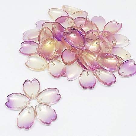 Amazon ハンドメイド アクセサリー パーツ チャーム ビーズ かんざし 50個セット Juju 桜紫ゴールド チャーム アクセサリートップ 通販