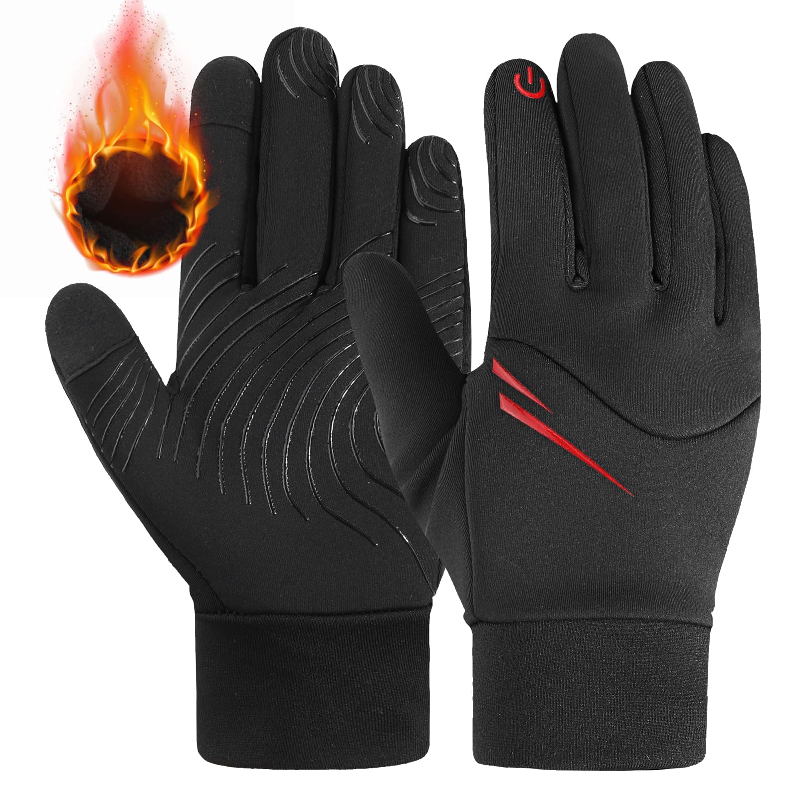 Gants de Cyclisme pour Sports d'hiver pour Enfants, Doublure en Polaire Chaud Gants d'écran Tactile,Coupe-Vent Imperméable Antidérapant Gants de Course Vélo Ski,pour Garçons Filles 4-12 Ans