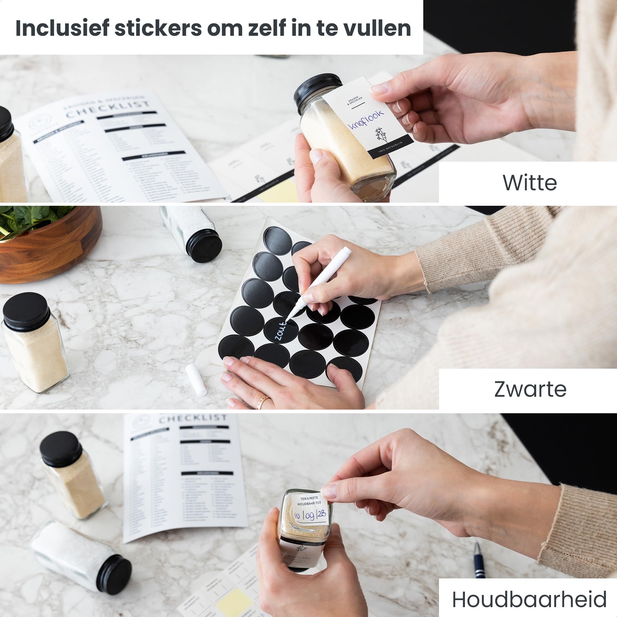 Organess Kruidenrek met 28 Kruidenpotjes - Kruidenrek Lade - Kruiden Organizer - Keukenlade organiser- Complete Set - 4 Stuks - Zwart (Zwart