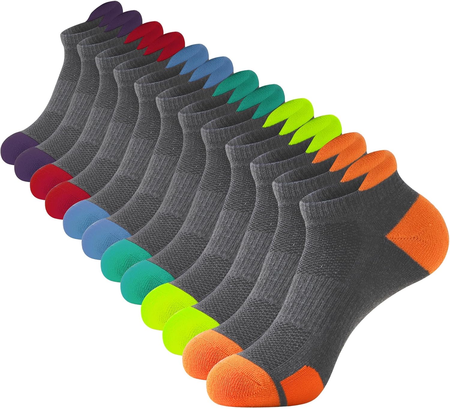 JOYNÉE Mens Ankle Athletic Low Cut Socks for Men Cushioned Running Sports Workout Tab Socks 6 Pairs