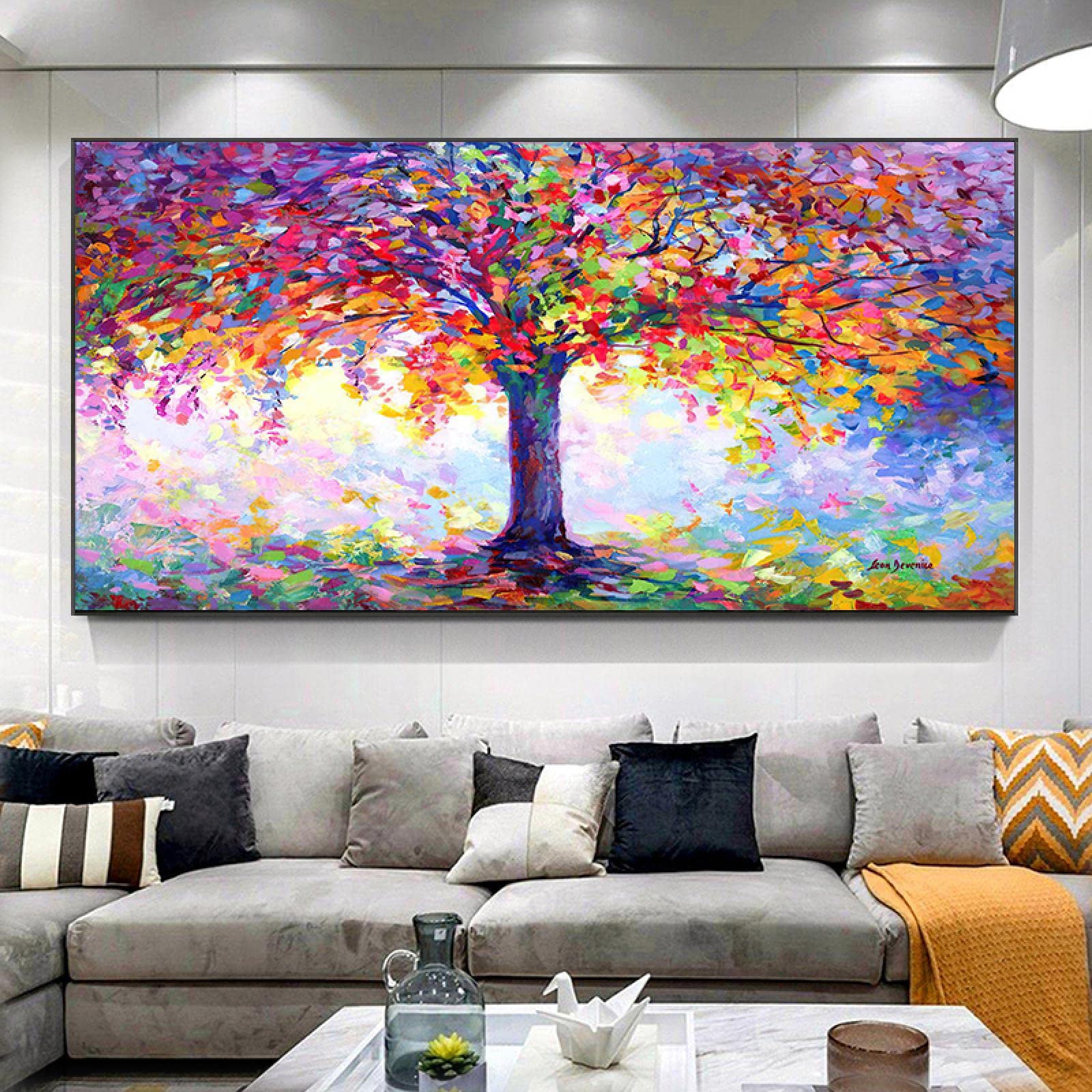 Abstracte boom foto print op canvas muurkunst poster en