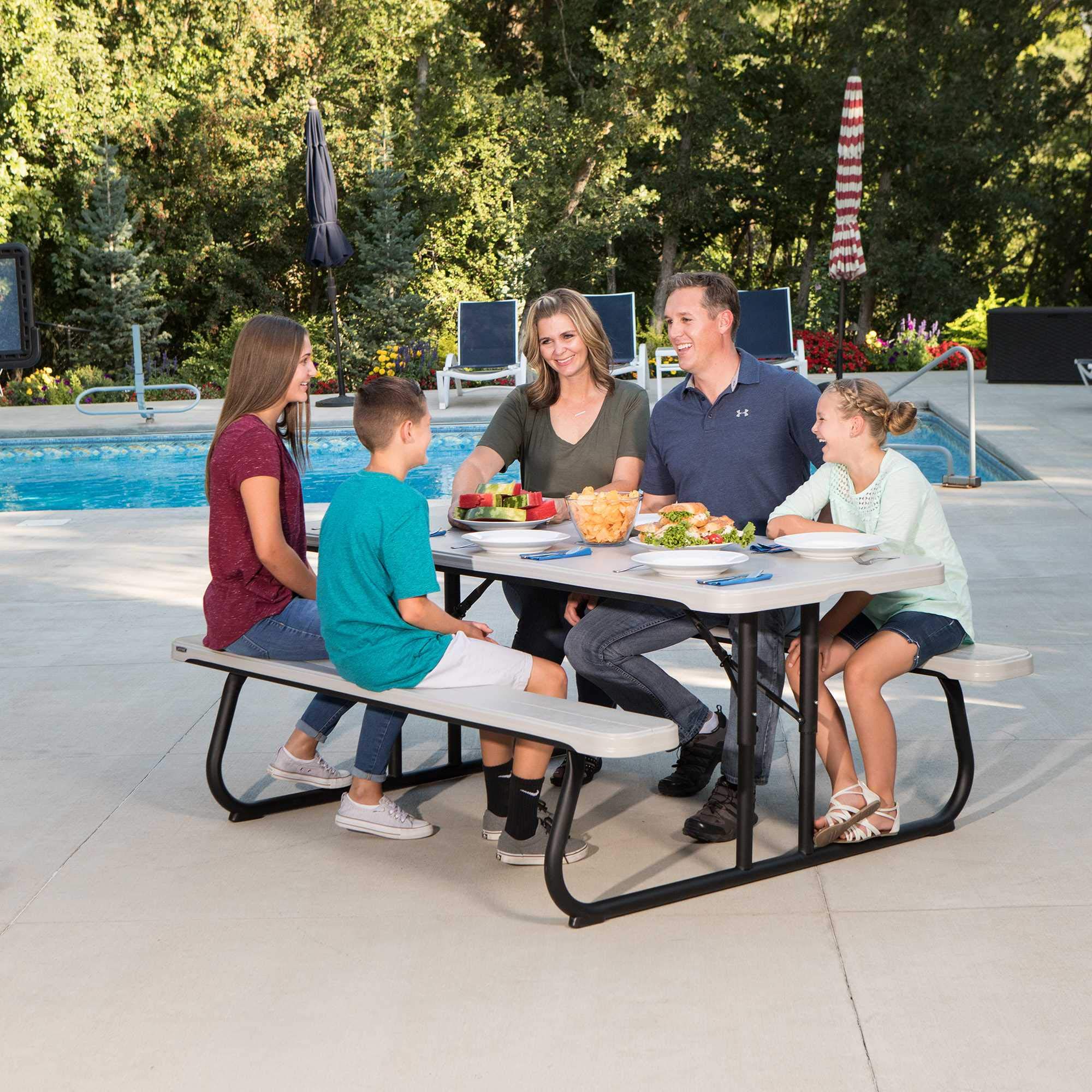 Lifetime 6-Foot Classic Folding Picnic Table, Gray