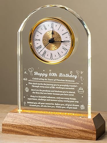 Miniatura 9 de Reloj de regalo de cumpleaños número 80 para mujeres y hombres, regalo para mamá, papá, abuela o abuelo de 80 años con base de luz LED de madera,