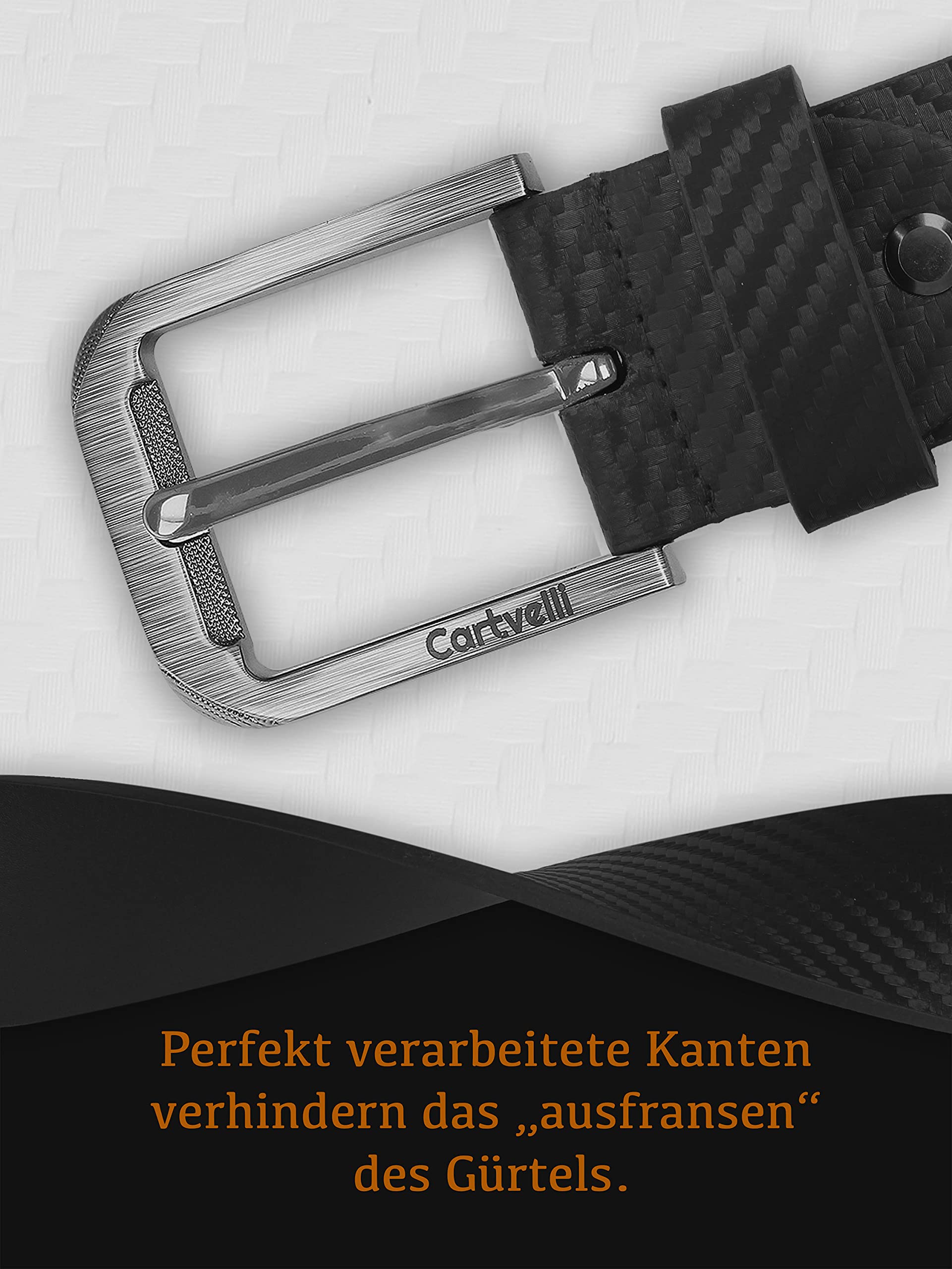 Premium skórzany pasek męski Carbon – Made in Germany z pudełkiem na prezent – pasek z prawdziwej skóry 40 mm, carbon czarny, Talia 95