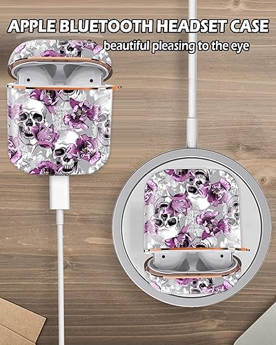 Miniatura 5 de ZEKICE Funda para Airpod 1 y 2 de 2 generación, funda protectora a prueba de golpes con llavero de oro rosa para niñas, mujeres y hombres (calavera