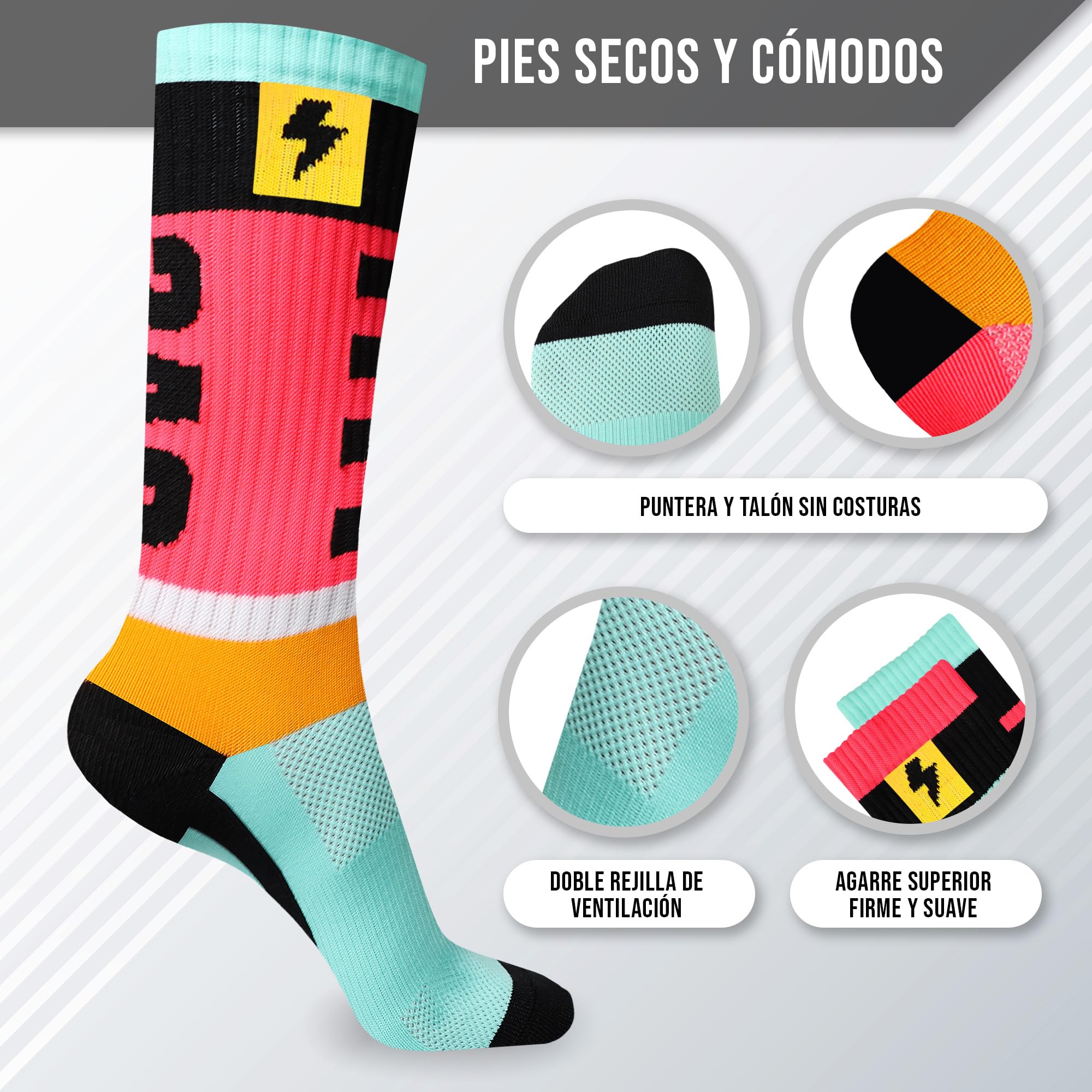 Calcetines de Deporte sin Costuras para Hombre y Mujer - Largos para Ciclismo, Running y Pádel