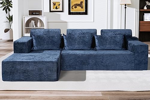 HABUTWAY Sofá modular modular en forma de L de 105 pulgadas para sala de estar, no requiere montaje, sofá modular cómodo con asiento profundo para