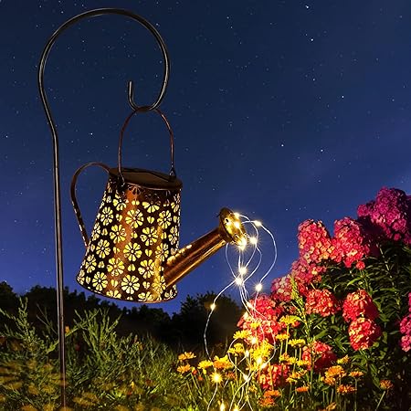 Solar Gießkanne mit Lichterkette Gartendeko Gießkannenlicht Lichter