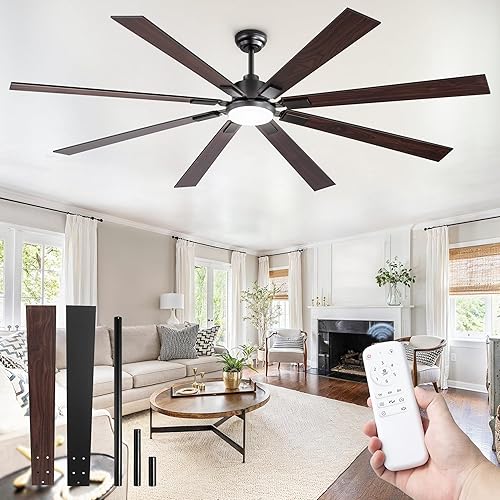 ZMISHIBO 80 inch Large Ceiling Fans with Lights and Remote,