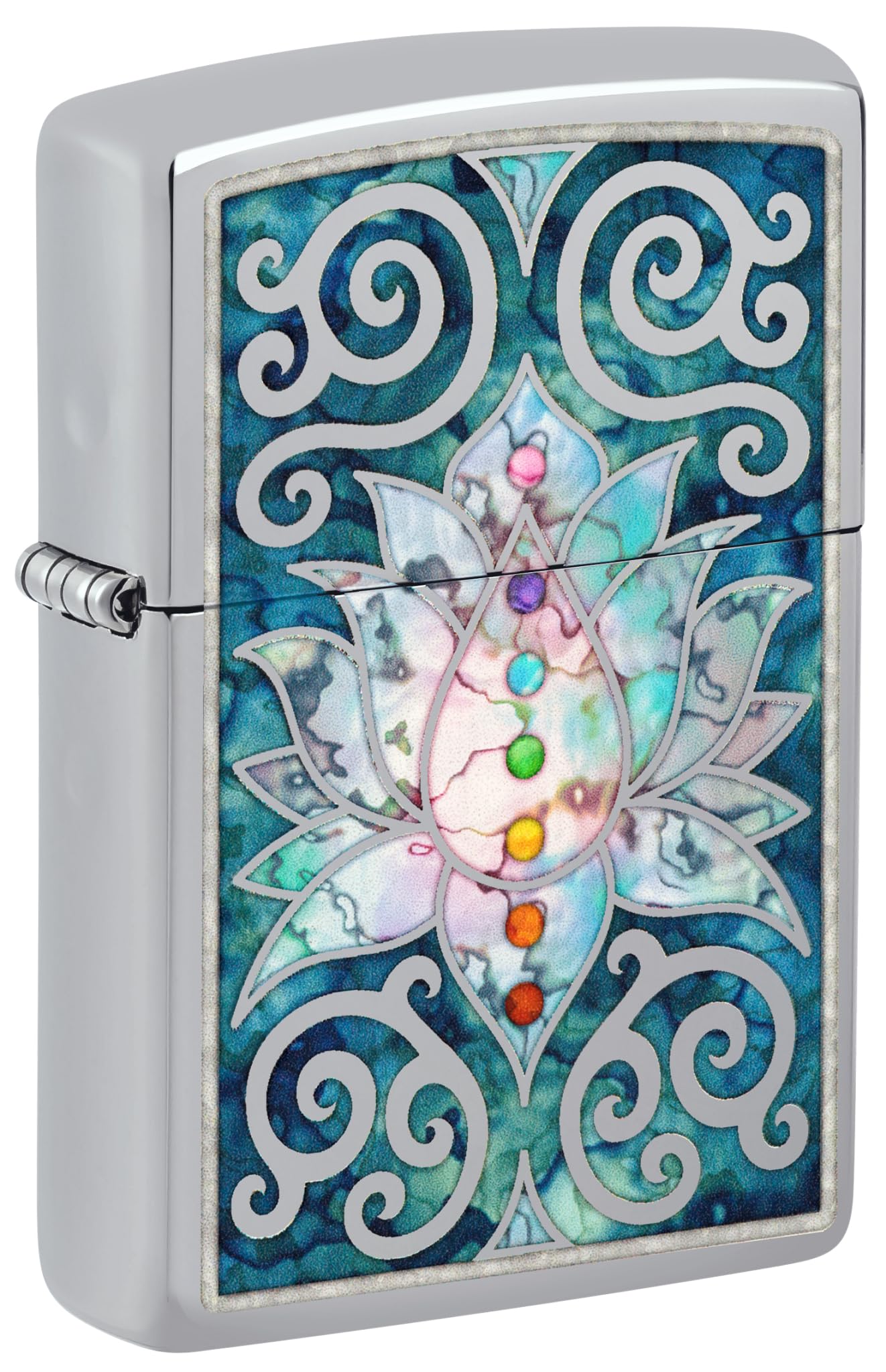 Zippo Fusion Lotus Flower Design High Polish Chrome Pocket Lighter