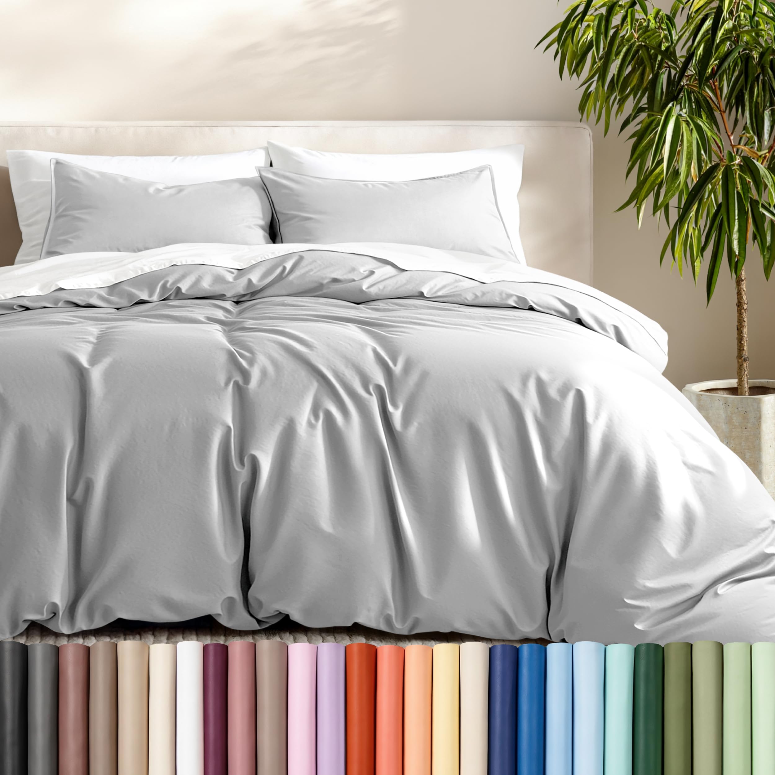 Bare Home Duvet Cover Set 1800 Ultra-Soft (Queen, Cloud Grey) — image 1