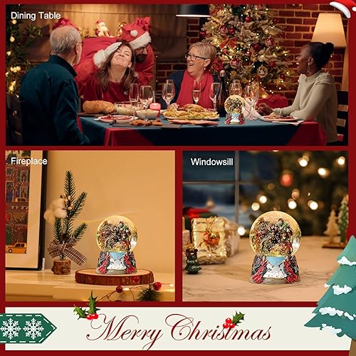 Miniatura 7 de Lewondr Globo de nieve de Navidad, funciona con pilas, globo de nieve que muestra la escena de la Santa Natividad, linterna de nieve decoración de