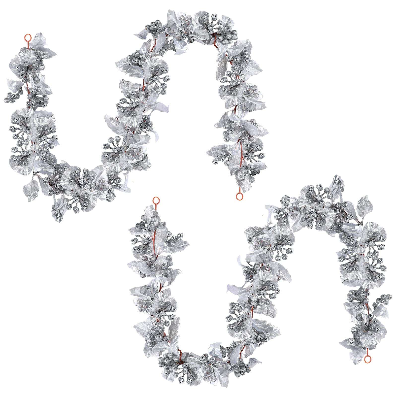 12 ft Berry Christmas Garland Flexible Artificial Berry Garland Indoor Outdoor Christmas Decor Xmas Pine Garland Farmhouse Garland for Home Winter Christmas Holiday New Year Decor (Silver)