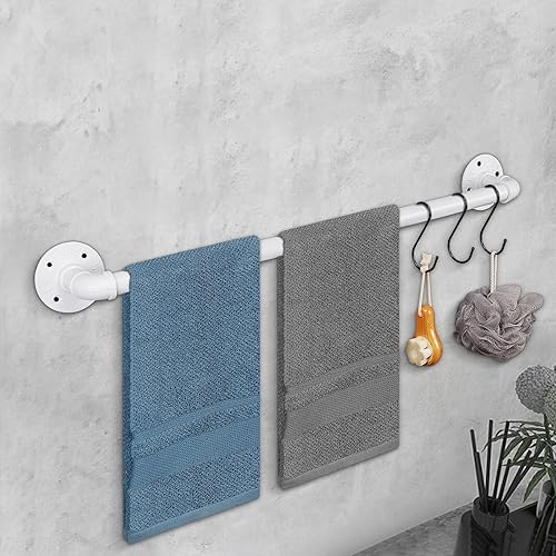 Vista 53 de Toallero de tubo industrial, resistente para montar en la pared, rústico, para baño (negro, 16 pulgadas)