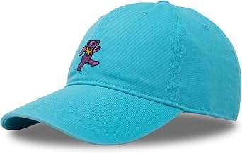 Ripple Junction Grateful Dead Embroidered Dancing Bear Hat Dad Style Baseball Cap Adult Adjustable One Size Officially Licensed Turquoise