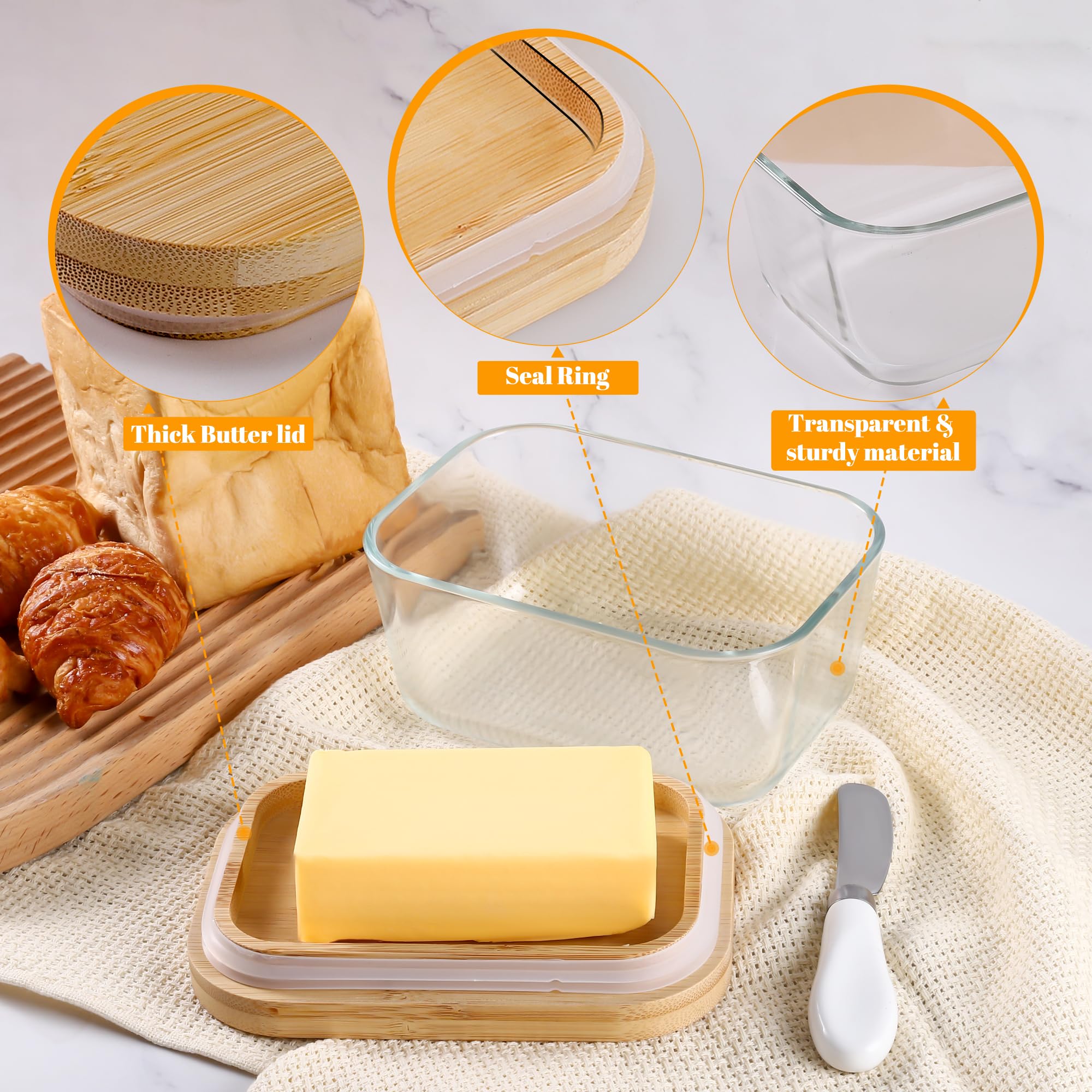 Amazon.com | XCC Large Glass Butter Dish with Lid, Upgraded the