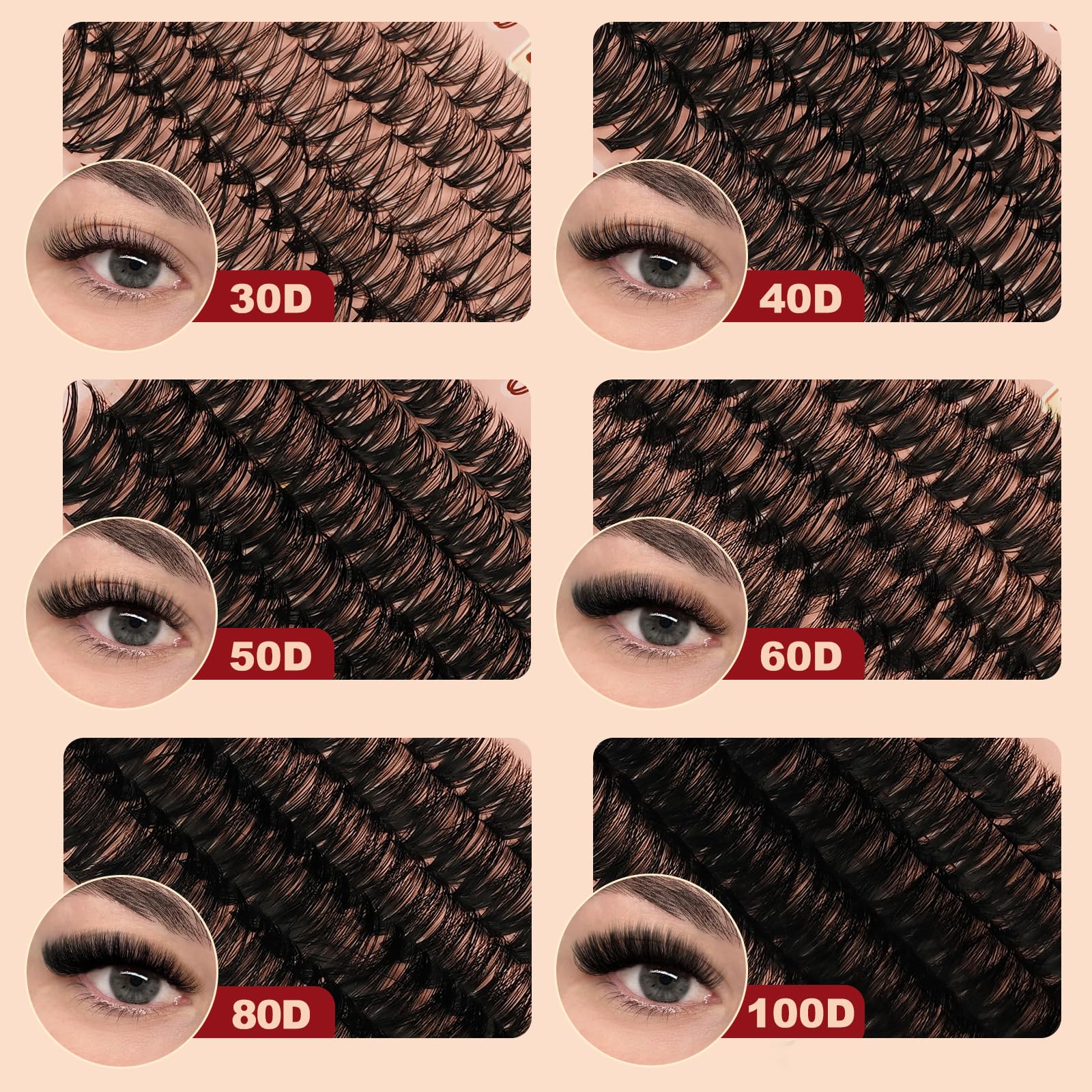 Cluster-Lashes 600pcs Individual Eyelashes, Higu clace 6 Styles Lash Clusters Mixed 10-18MM - Image 3