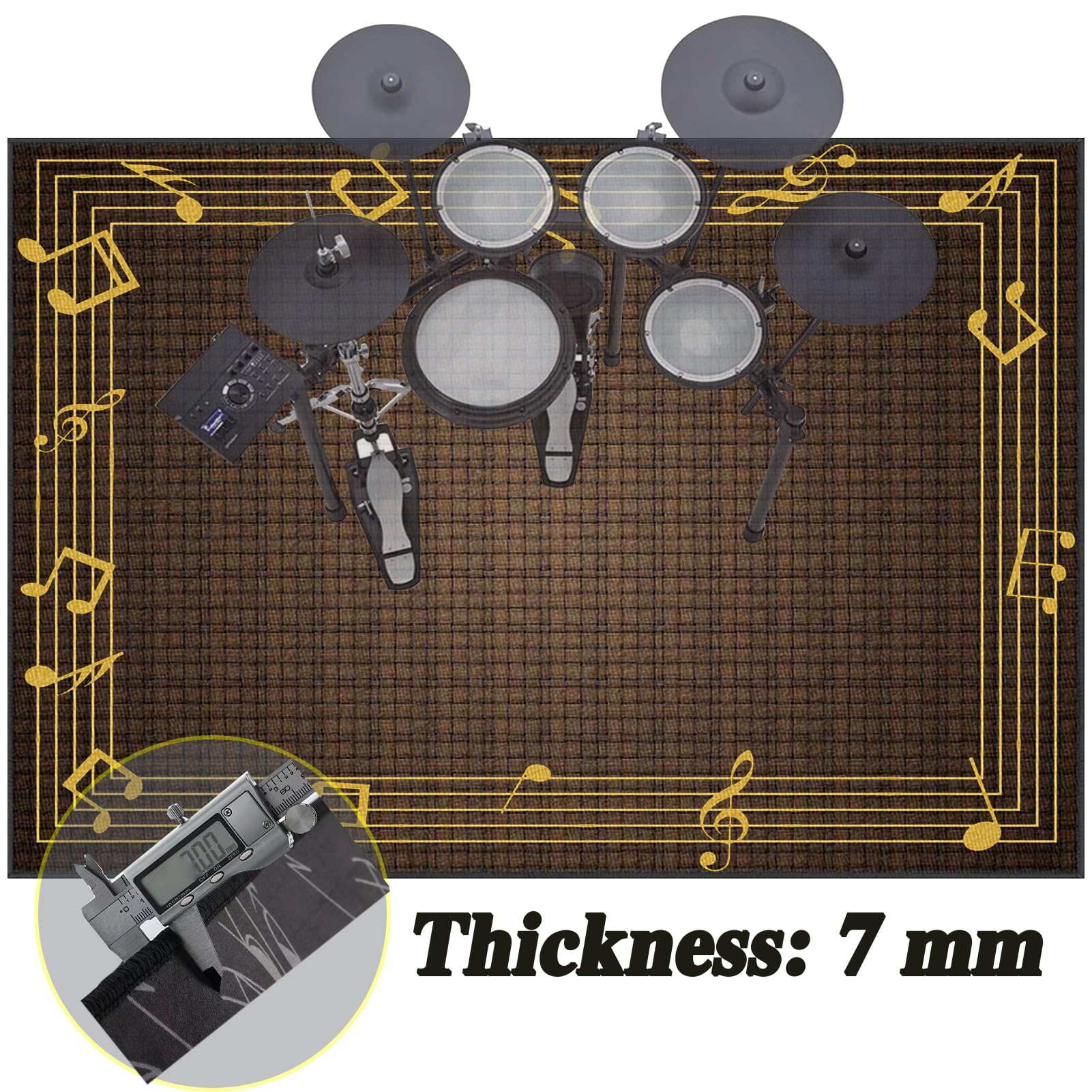 Dywaniki akustyczne Dywan Bateria Bęben Dywan Dźwiękoszczelny Dywan Elektroniczny Bateria Dywaniki Prostokątne do Bombo Pudełko Antypoślizgowa Mata Akumulatorowa 160 x 120 cm
