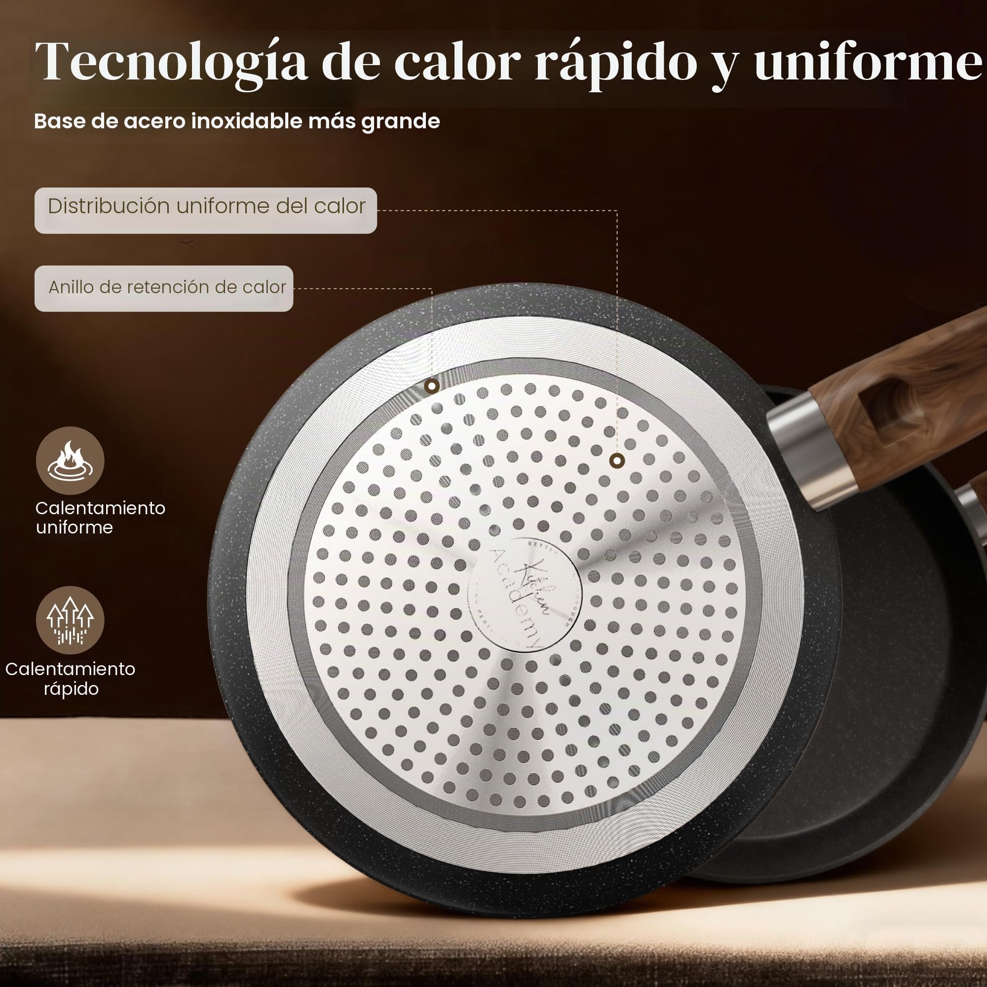 Kitchen Academy Bateria de Cocina Induccion y Sartenes Antiadherentes - 12 piezas Juego de Sartenes Antiadherentes, Sartenes Induccion Cacerolas libre de PTFE y PFOA (Negro)