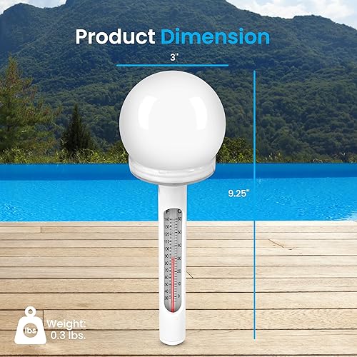 Miniatura 2 de Pyle Termómetro flotante para piscina con luz LED solar, termómetro inalámbrico para interiores y exteriores para piscina, luz automática,