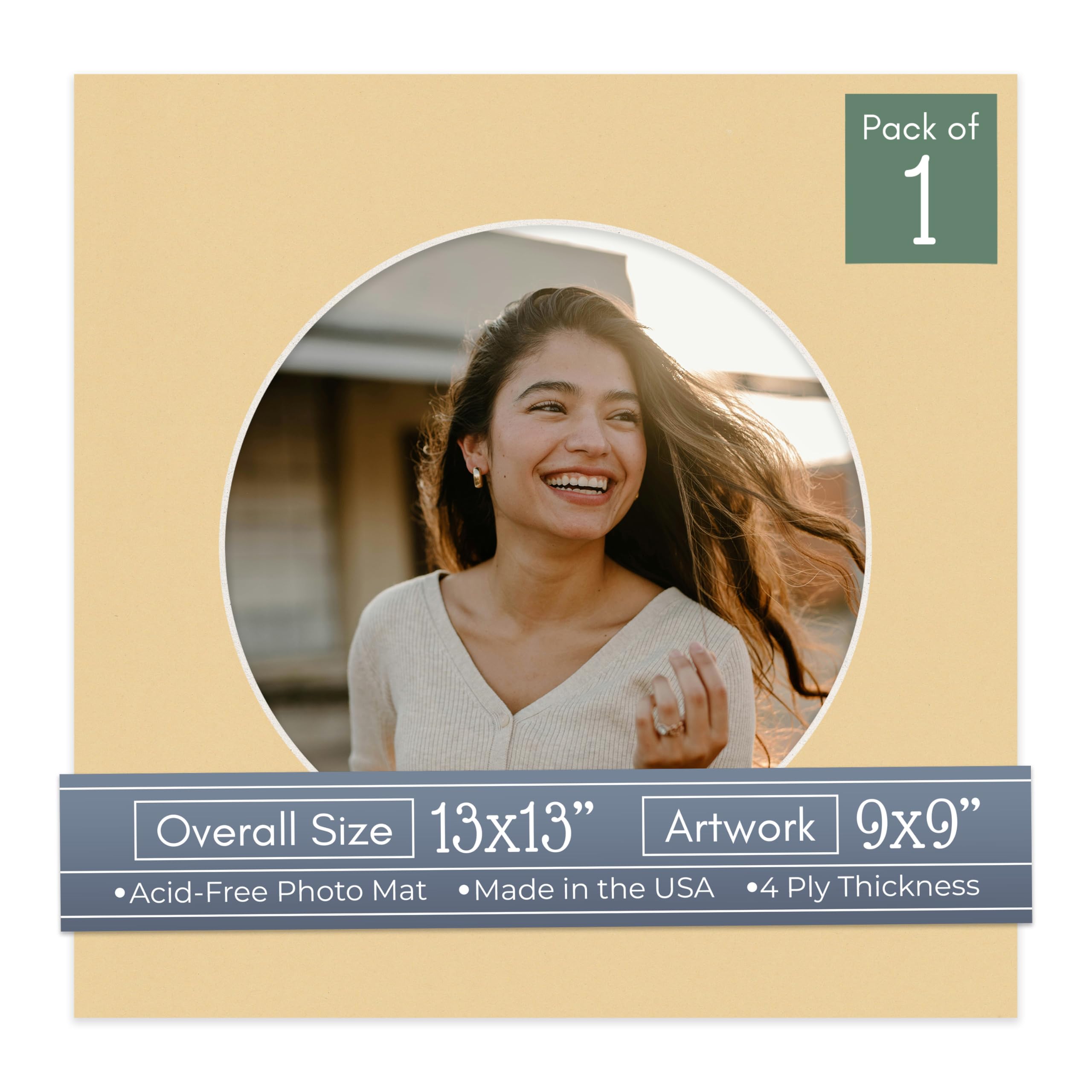 CountryArtHouse Marzipan Beige Acid Free 13x13 Circle Picture Frame Mat with White Core Bevel Cut for 9x9 Pictures - Fits 13x13 Frame - Pack of 1 Matboard Show Kit with Acid Free Backing & Clear Bag-image-19