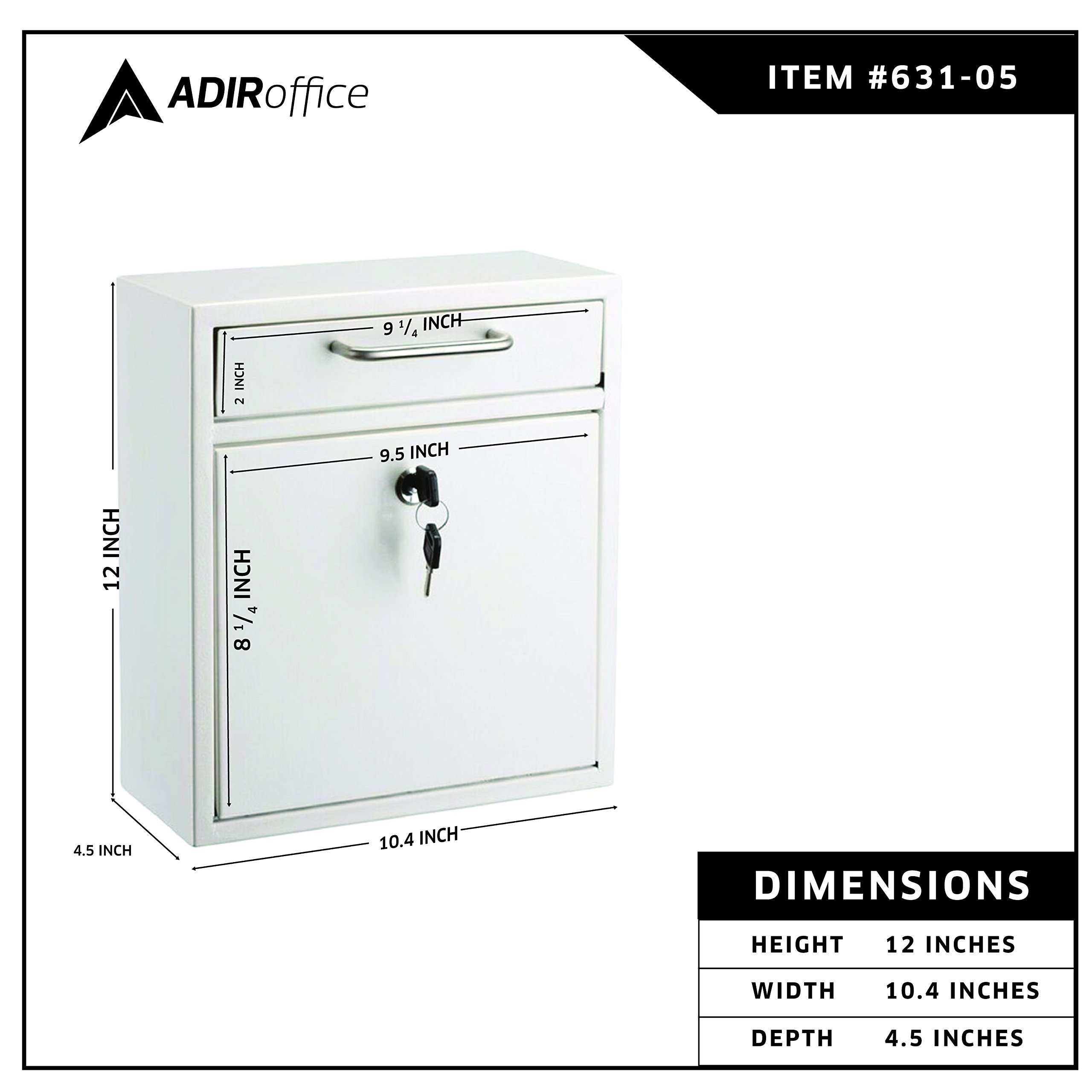 Adiroffice Steel Drop Box WallMounted Mailbox Hanging Secured